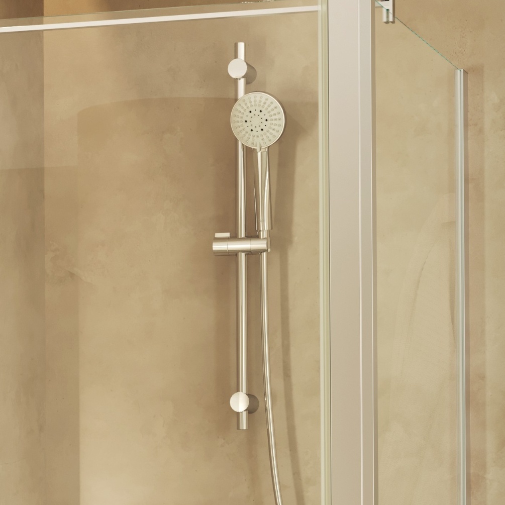 Lifestyle image of the Roca Stella Chrome 3 Function Slide Rail Shower Kit